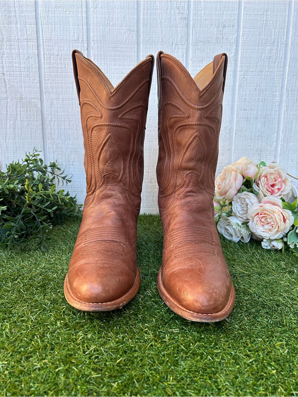 Tecovas Brown Cartwright Round-Toe Cowboy Boots men size 8.5D gently used - Picture 8 of 16